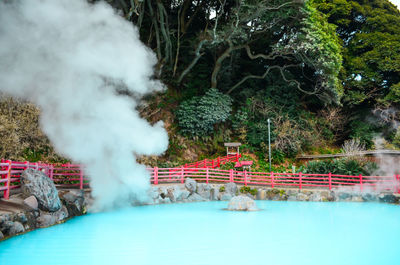 Smoke emitting from swimming pool