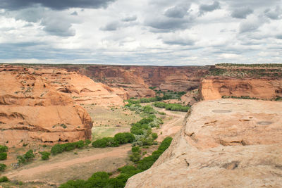 Scenic view of cliff against sky