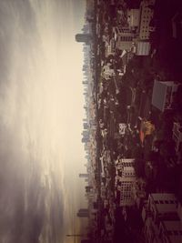 Buildings in city at sunset