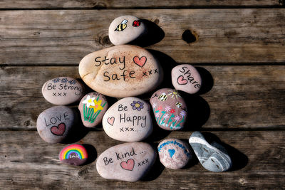 Directly above shot of various fruits on table