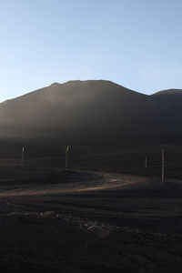Scenic view of field against clear sky