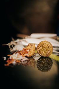 Close-up of cookies in plate