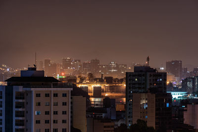 Long exposure urban night photography with buildings and lights of a brazilian city