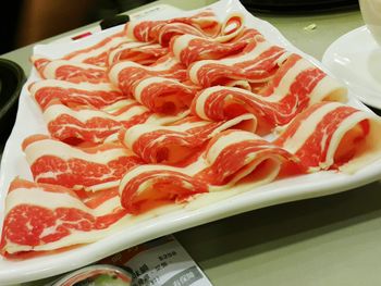 High angle view of dessert in plate