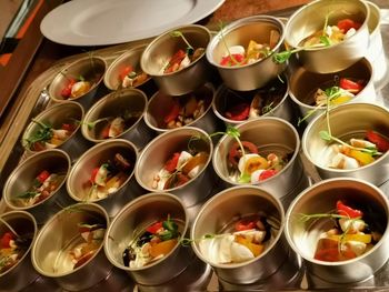 High angle view of food on table