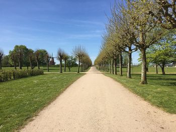 Empty road with trees in background