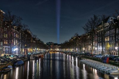 View of illuminated city at night