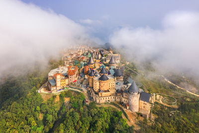 High angle view of buildings in city