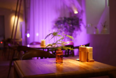 Close-up of christmas decorations on table