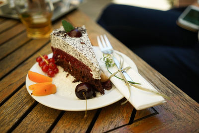 Close-up of served food on table