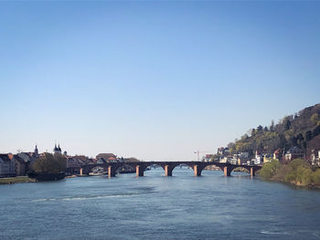 Bridge over river against blue sky