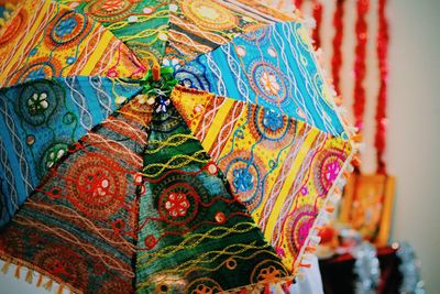 Close-up of multi colored umbrella