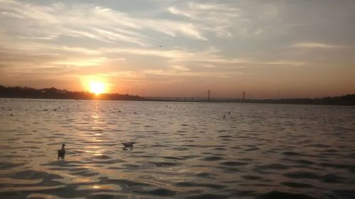 Scenic view of sunset over calm sea