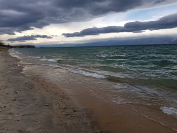 Scenic view of beach against sky
