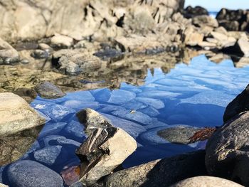 Panoramic view of rocks on beach