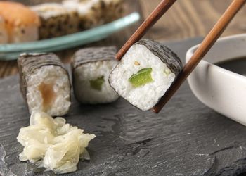 Close-up of food on table