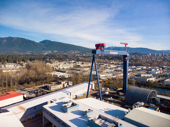 High angle view of buildings in city