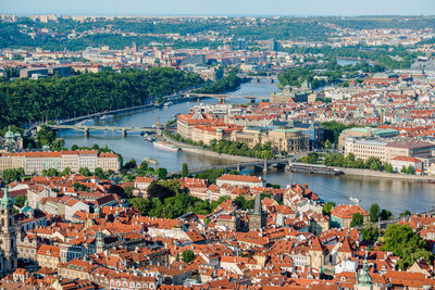 High angle view of buildings in city of prague, czechia