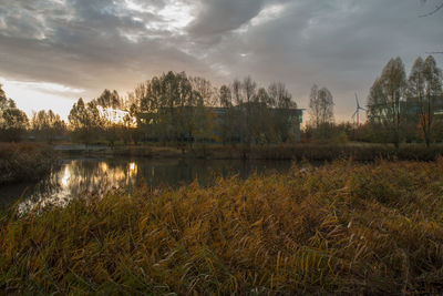 Scenic view of lake against sky