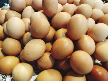 Full frame shot of eggs in market