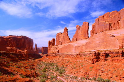 Rock formations against blue sky