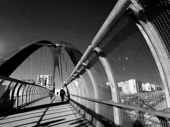 High angle view of bridge against sky at night