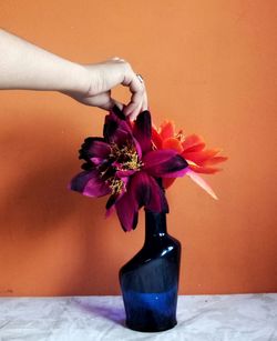 Close-up of flower vase on table