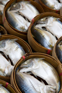 Close-up of fish in basket