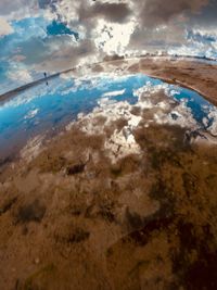 Aerial view of sea against sky