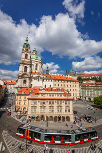 View of buildings against cloudy sky