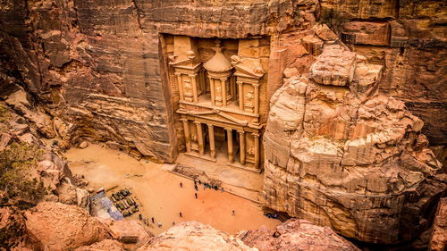 Low angle view of rock formations