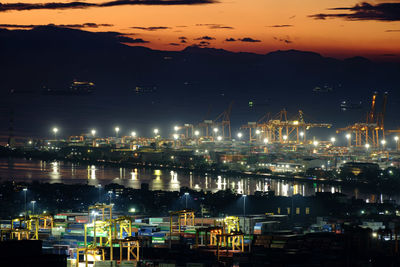 Illuminated city at night