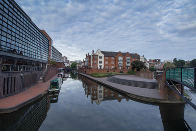 Canal amidst buildings against sky