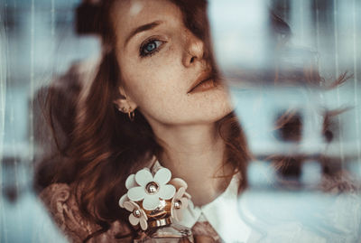 Close-up portrait of a young woman