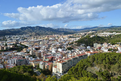 Inside castillo de gibralfaro, moorish fortress castle in malaga, spain