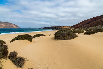 Scenic view of beach against sky