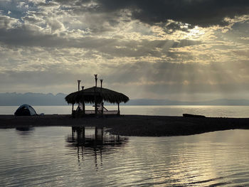 Scenic view of sea against sky at sunset