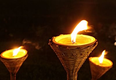 Close-up of burning candle