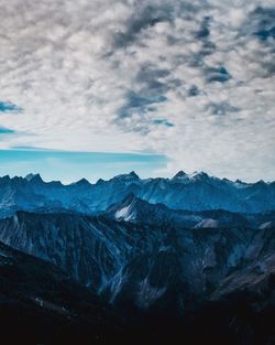 Scenic view of mountains against sky