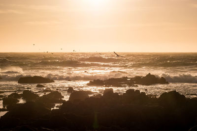 Scenic view of sea against sky during sunset