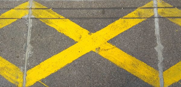 High angle view of road marking