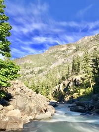 Scenic view of rocky mountains against sky