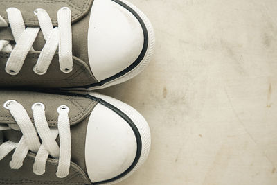 High angle view of shoes on table