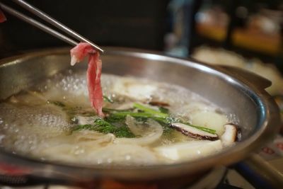 Close-up of soup in bowl