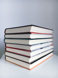 Close-up of books against white background