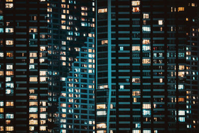 Full frame shot of illuminated building at night