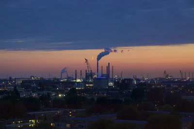 View of cityscape at sunset