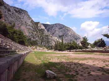 View of landscape against cloudy sky