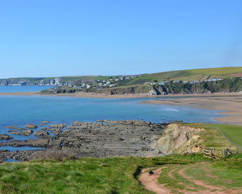 Scenic view of sea against clear sky