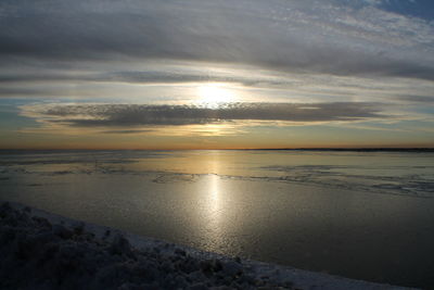 Scenic view of sea at sunset